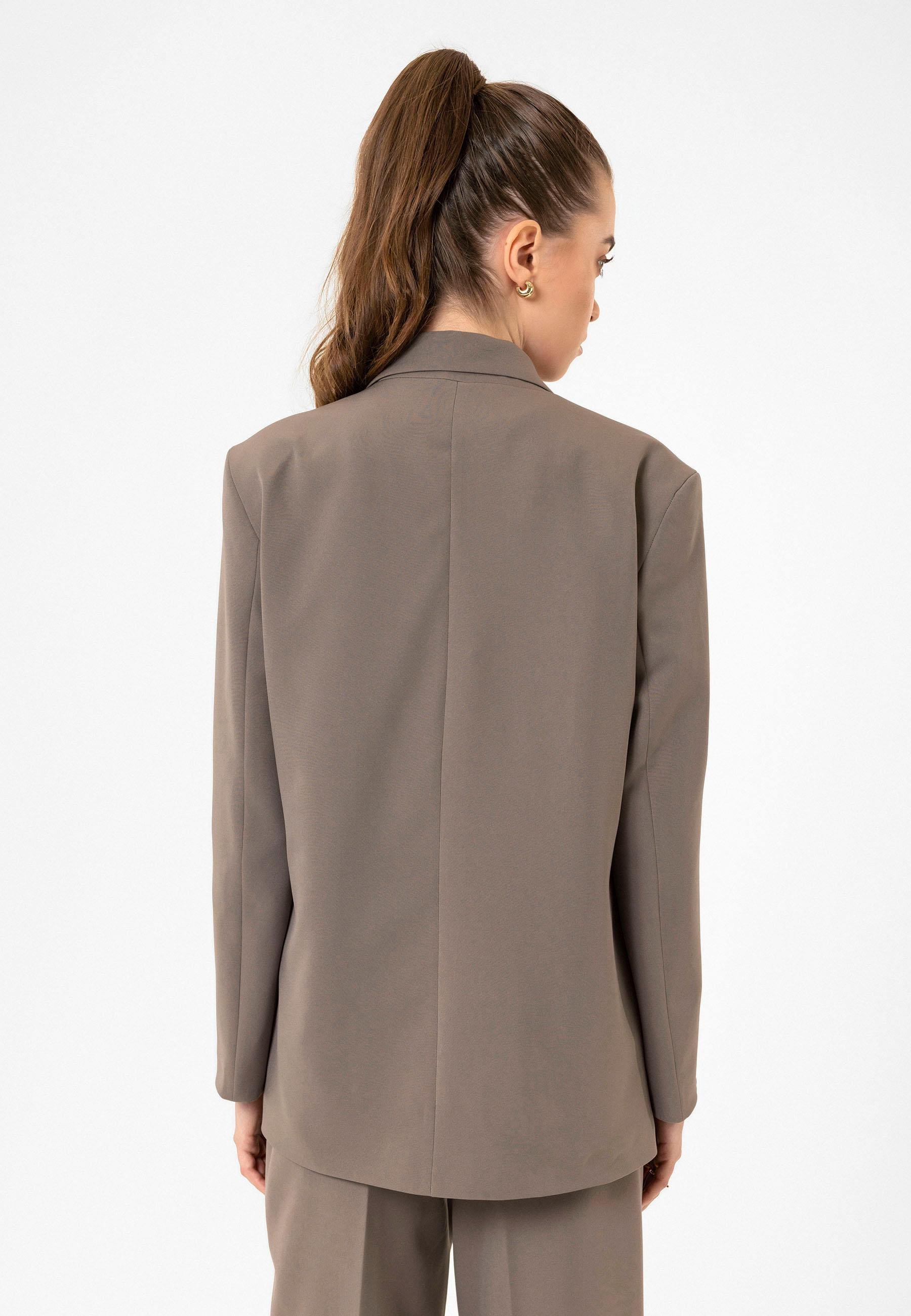 Antioch Vizon Kadın Kruvaze Kapama Oversize Blazer Ceket