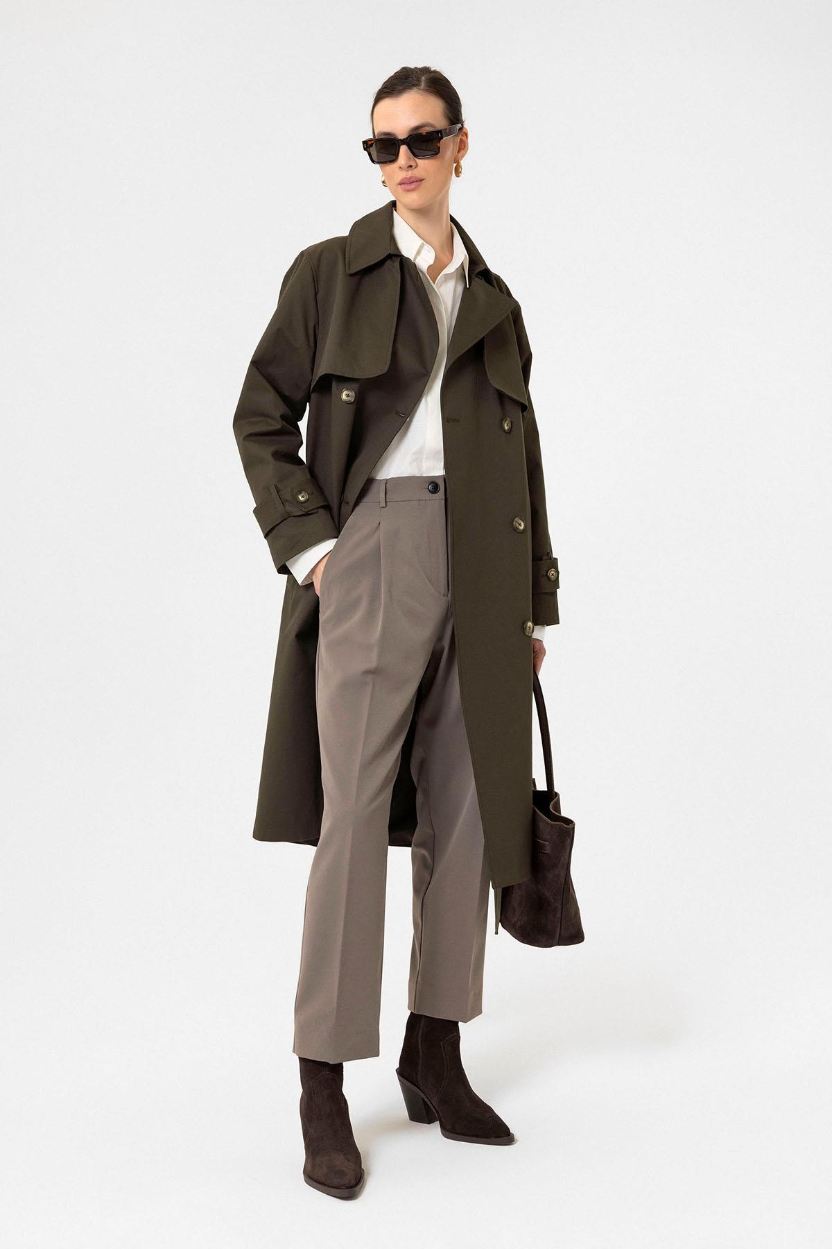 Antioch Vizon Kadın Yüksek Bel Straight Fit Kısa Pantolon