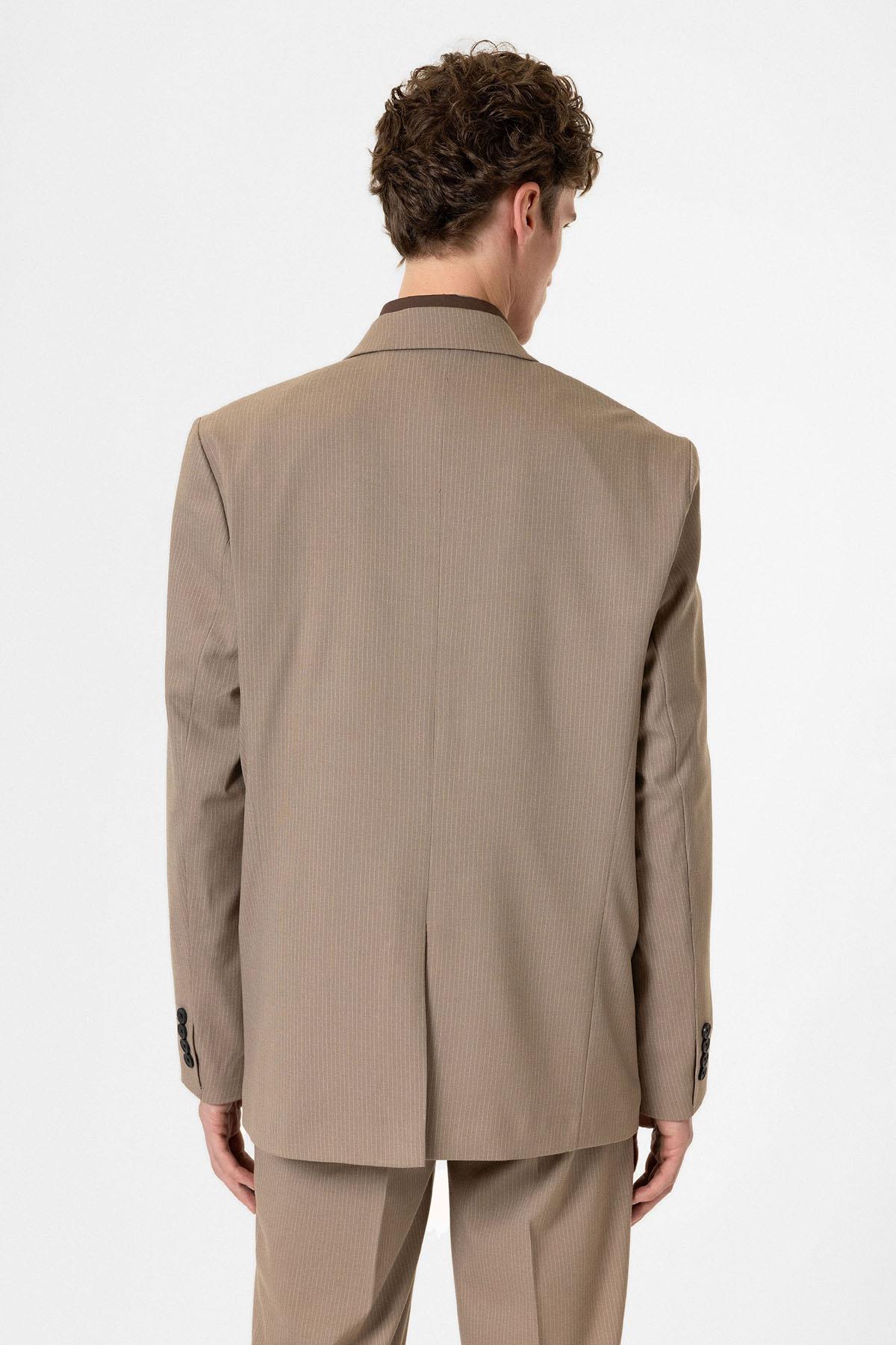 Antioch Vizon Rahat Kruvaze Çizgili Erkek Blazer Ceket