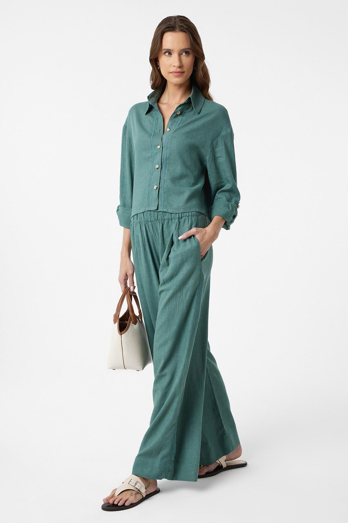 Antioch Yeşil Şeritli Kadın Gömlek