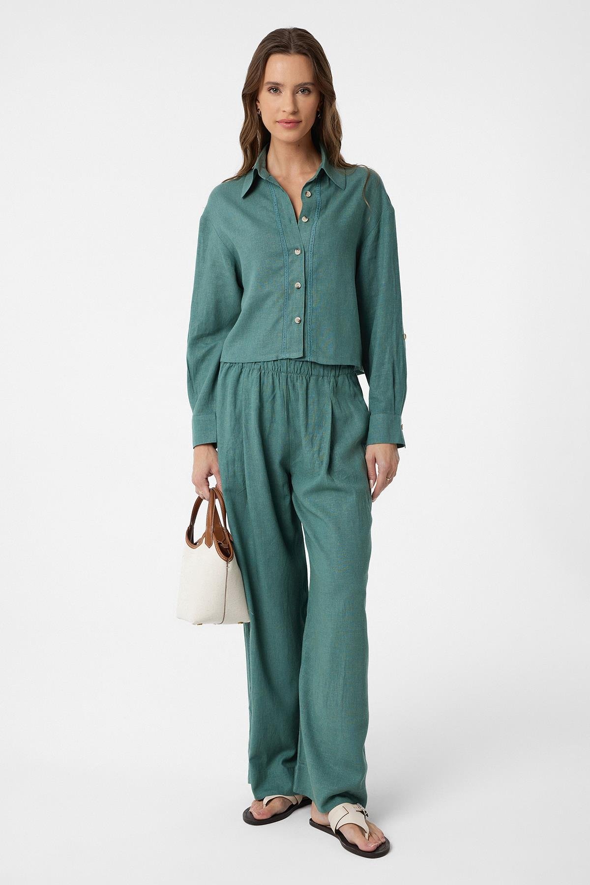 Antioch Yeşil Şeritli Kadın Gömlek