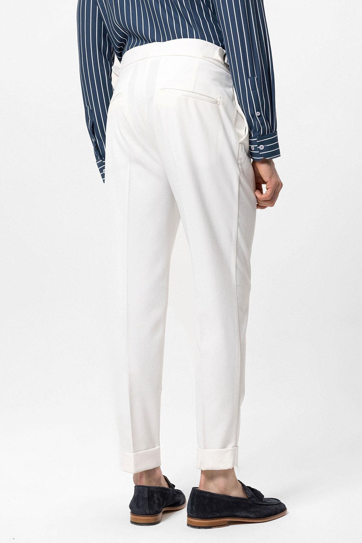 High Waist Pleated Carrot Fit Men's Trousers