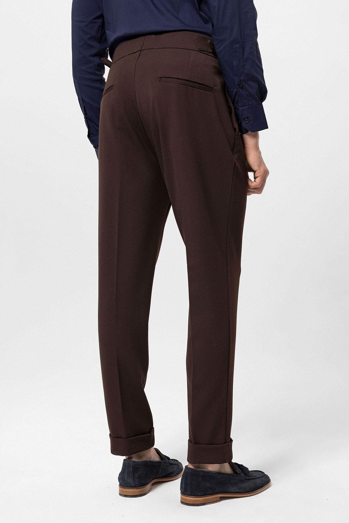 High Waist Pleated Carrot Fit Men's Trousers