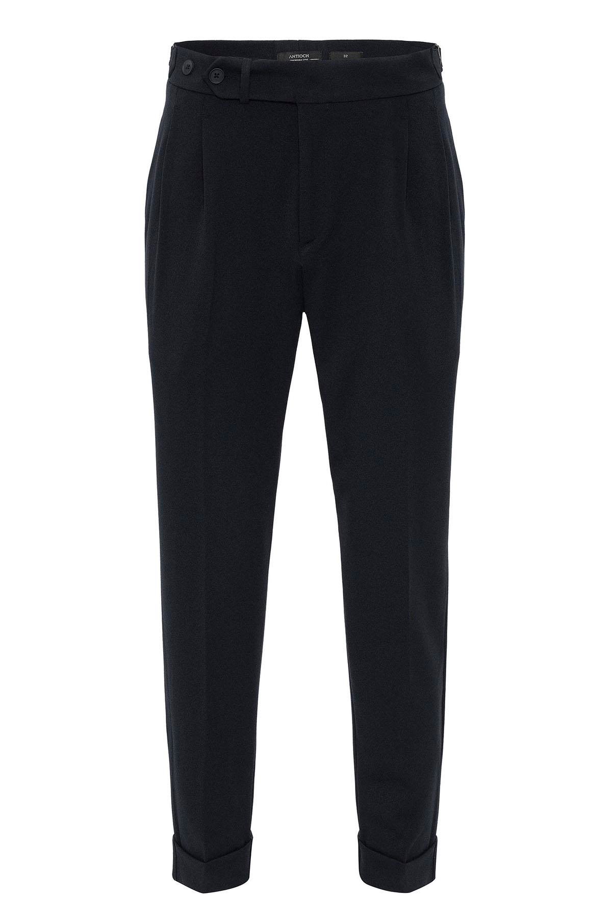 Antioch Lacivert Yüksek Bel Pileli Carrot Fit Erkek Pantolon