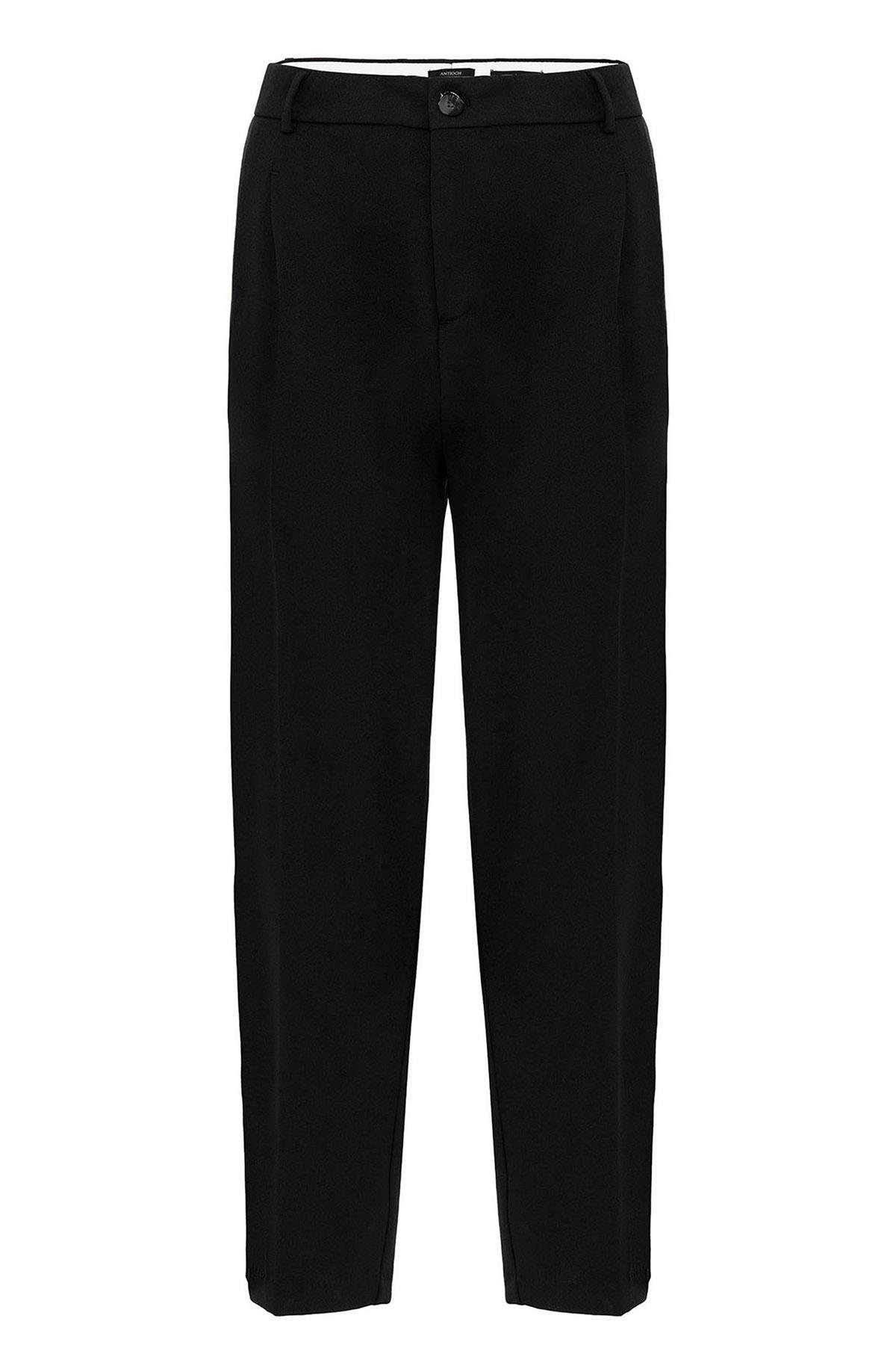 Antioch Siyah Yüksek Bel Pileli Rahat Kalıp Erkek Pantolon