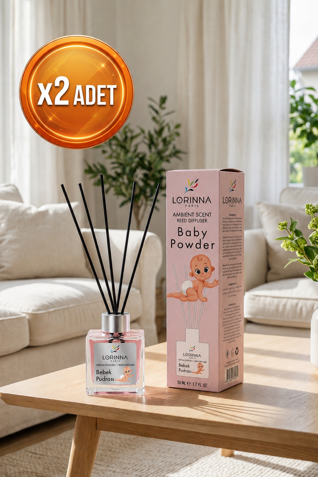 Baby Powder Çubuklu Oda Kokusu Seti 2x50 ml