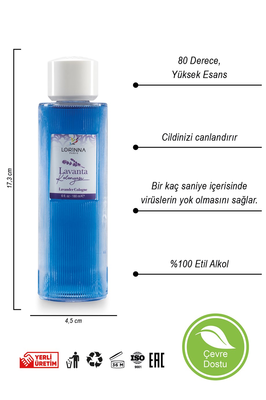 LAVANTA KOLONYASI 180 ML - CAM ŞİŞE