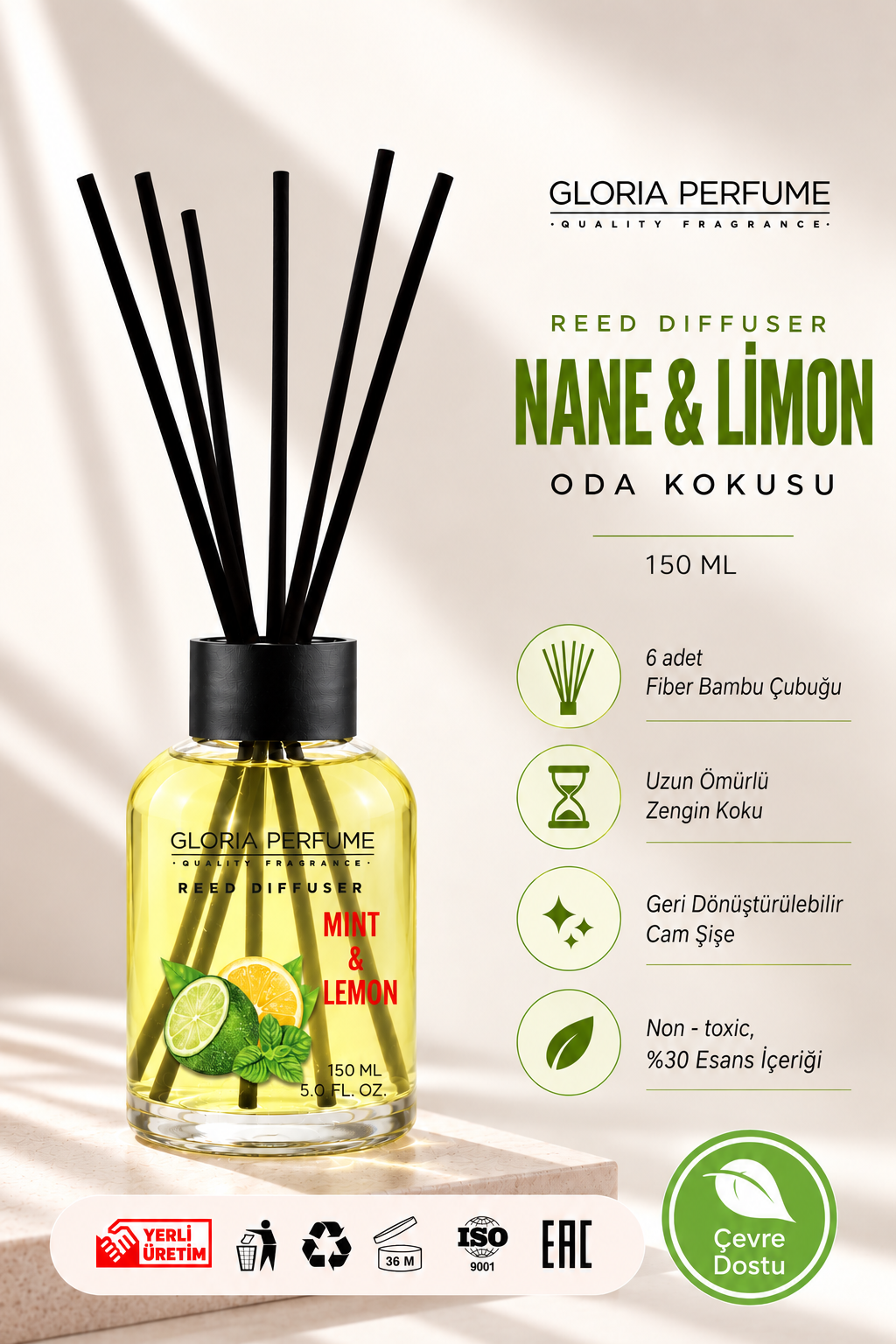 Lemon And Mint Bambu Çubuklu Oda Kokusu 150 ml