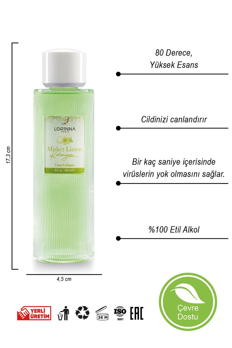 MİSKET LİMON KOLONYASI 180 ML - CAM ŞİŞE
