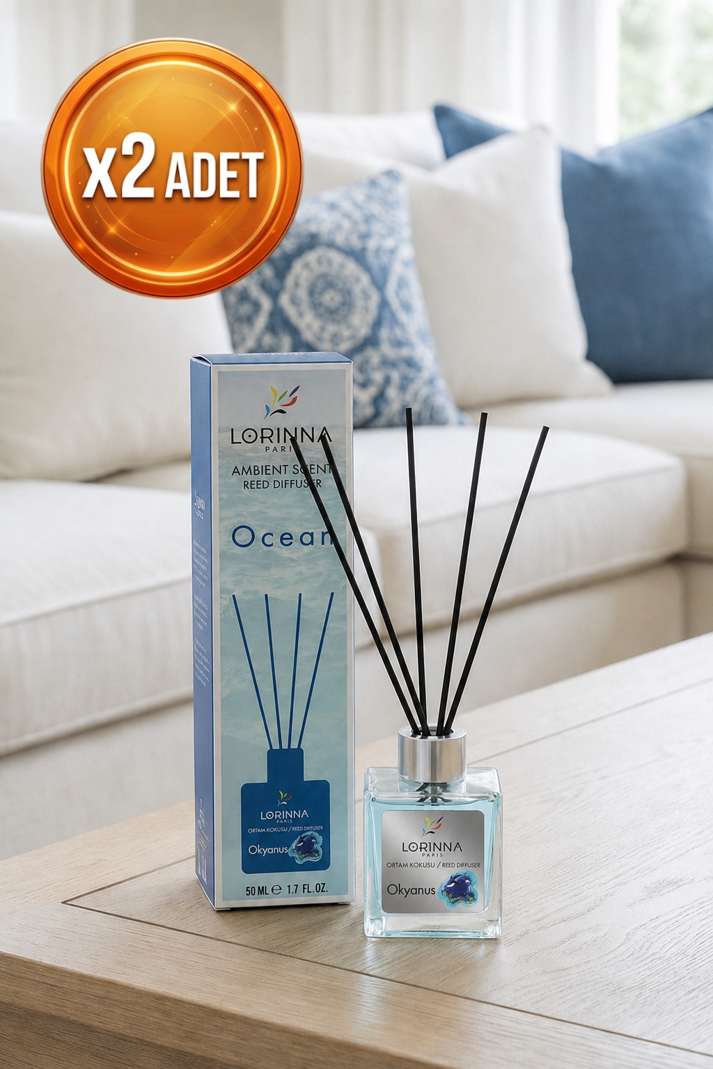 Ocean Çubuklu Oda Kokusu Seti 2x50 ml