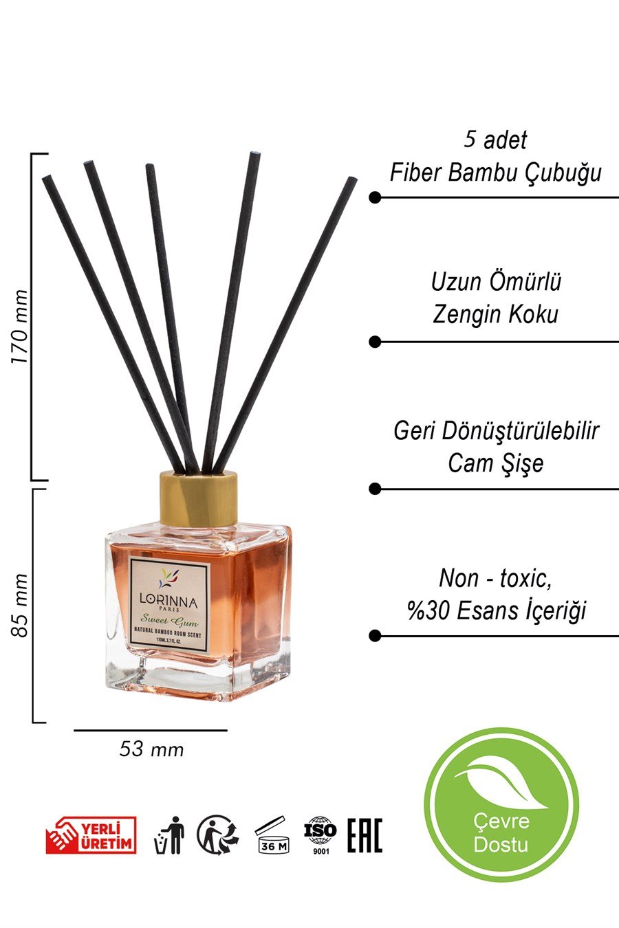 Tatlı Sakız Bambu Çubuklu Oda Kokusu 110 Ml