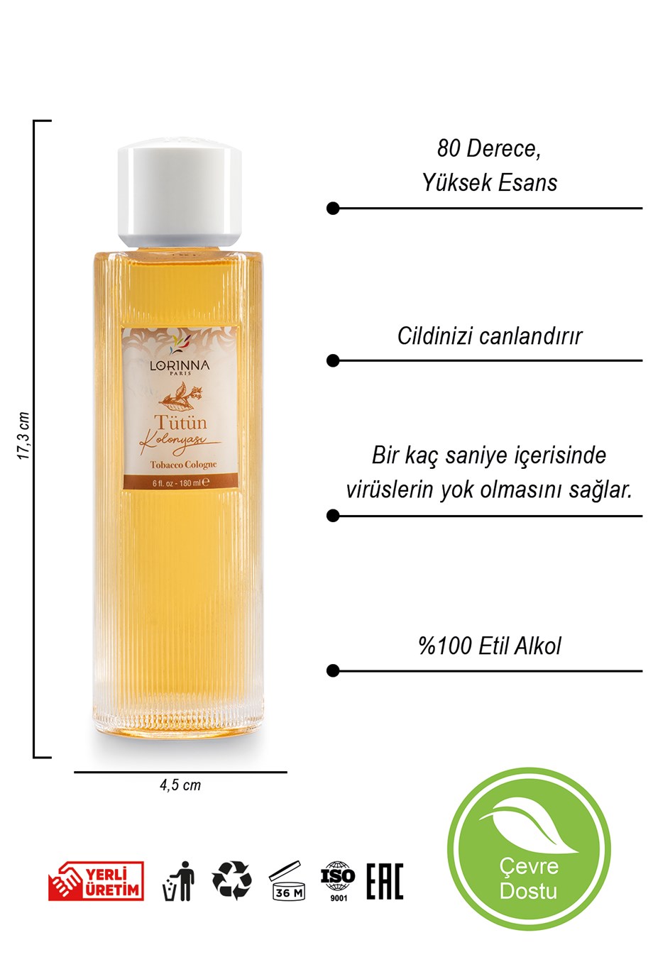 TÜTÜN KOLONYASI 180 ML - CAM ŞİŞE