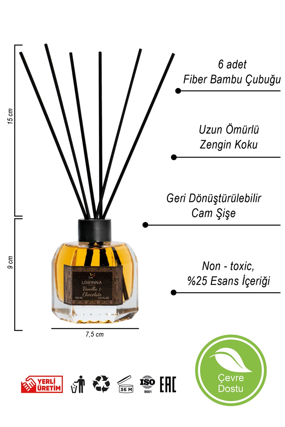 VANİLYA & ÇİKOLATA BAMBU ÇUBUKLU ODA KOKUSU 130 ML