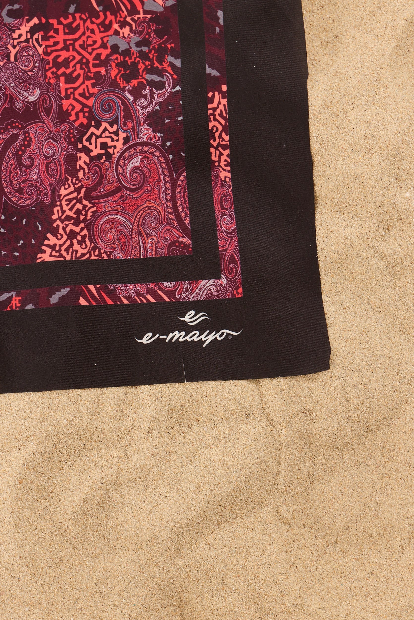 Bordo Şal Desenli Plaj Bandana
