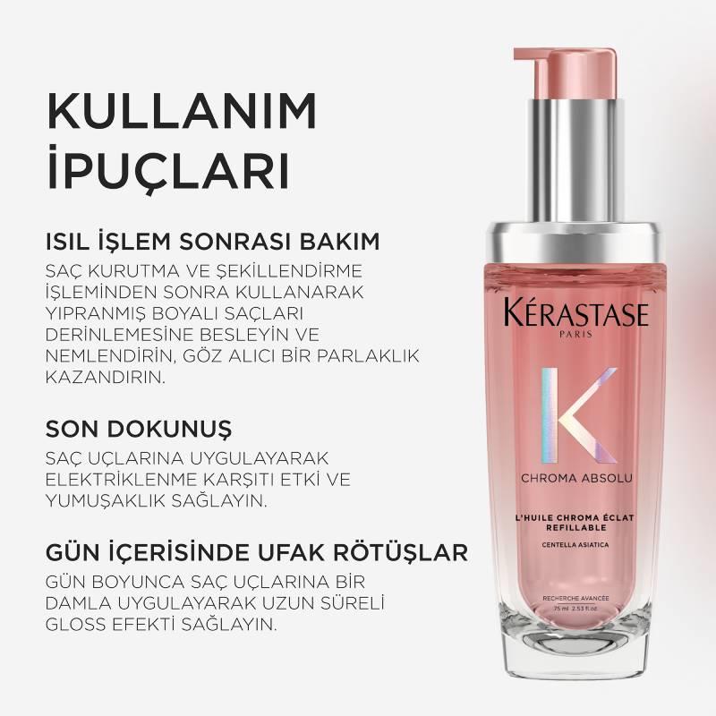 Chroma Absolu L'huile Chroma Eclat Boyalı Saçlar Için Bakım Yağı 75 ml Yeniden Doldurulabilir Çizgi Shop'da.