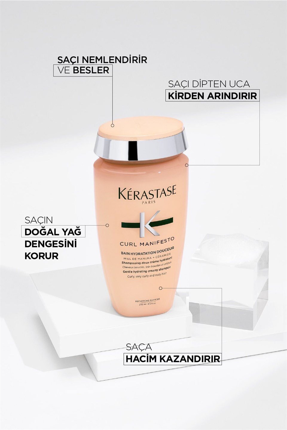 Curl ManifestoBain Hydratation Douceur Kıvırcık Saçlar için Besleyici Şampuan 250ml Çizgi Shop'da.
