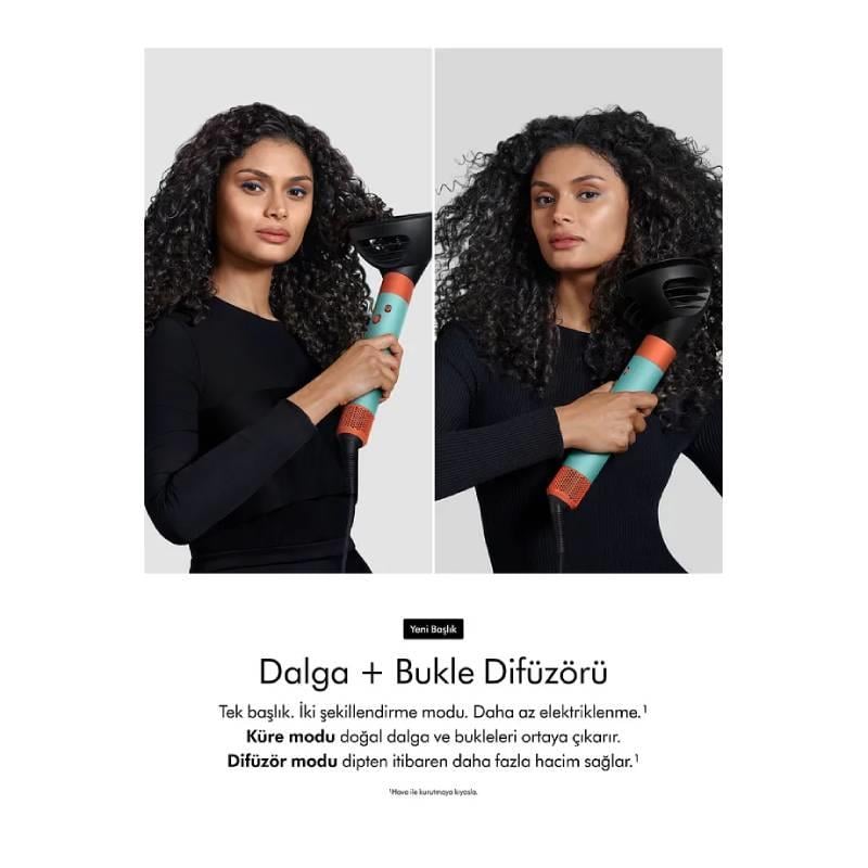DYSON Airwrap i.d.™ saç şekillendirme ve kurutma seti Kıvırcık+Bukleli (Jasper plum) Çizgi Shop'da.