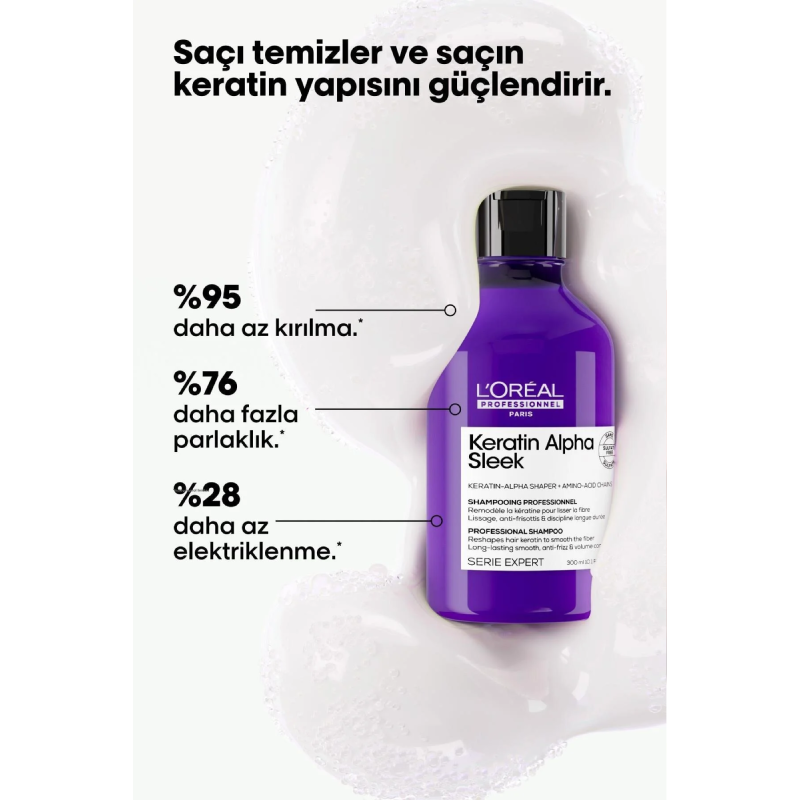 Keratin Alpha Sleek Şampuan 300 ML Çizgi Shop'da.