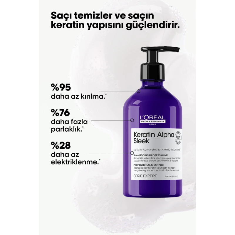 Keratin Alpha Sleek Şampuan 500 ML Çizgi Shop'da.