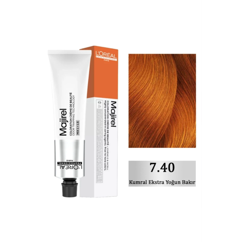 Majirel Coloration Creme - Saç Boyası No: 7,40 Kumral Esktra Yoğun Bakır 60ml - Yeni Ambalaj Çizgi Shop'da.