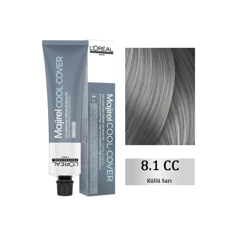 Majirel Cool Cover - Yoğun Beyaz Kapatıcı Saç Boyası No: 8,1 Küllü Sarı 60ml Çizgi Shop'da.