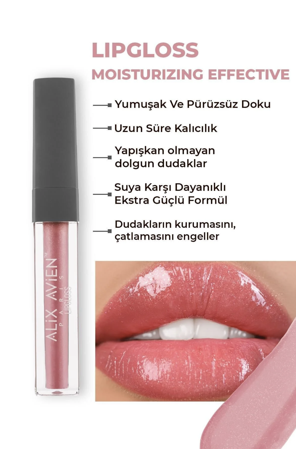 Nemlendirici Etkili Yapışkanlık Hissi Bırakmayan Dudak Parlatıcısı - Lipgloss 08 Babe Nude Çizgi Shop'da.