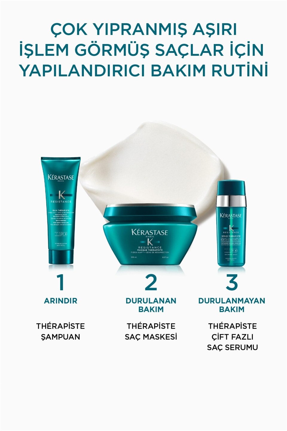 Resistance Therapiste Masque Thérapiste Çok Yıpranmış ve Aşırı İşlem Görmüş Saçlar için Yoğun Onarıcı Saç Maskesi 200 ml Çizgi Shop'da.