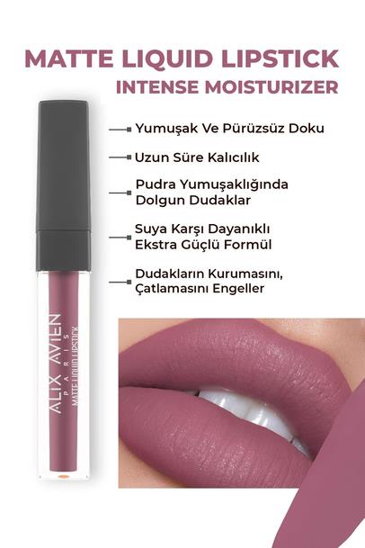 Uzun Süre Kalıcı Kadifemsi Kuruma Yapmayan Mat Likit Ruj - Matte Liquid Lipstick 510 Dark Rose Çizgi Shop'da.