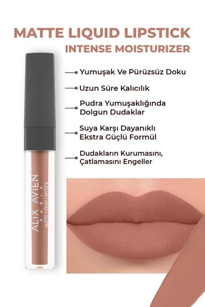 Uzun Süre Kalıcı Kadifemsi Kuruma Yapmayan Mat Likit Ruj - Matte Liquid Lipstick 501 Caramel Nude Çizgi Shop'da.
