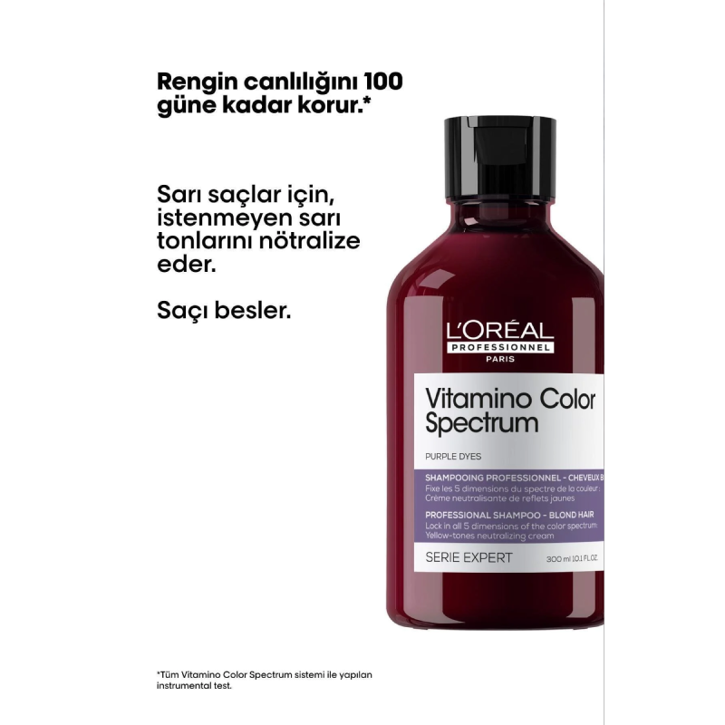 Vitamino Color Spectrum Sarı Saçlar İçin Sarı Tonlarını Nötralize Edici Mor Şampuan 300 ml Çizgi Shop'da.