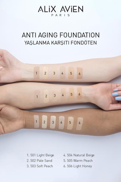 Yaşlanma Karşıtı Vitamin Içeren Nemlendirici Spf15 Fondöten - Anti Aging Foundation 506 Light Honey Çizgi Shop'da.