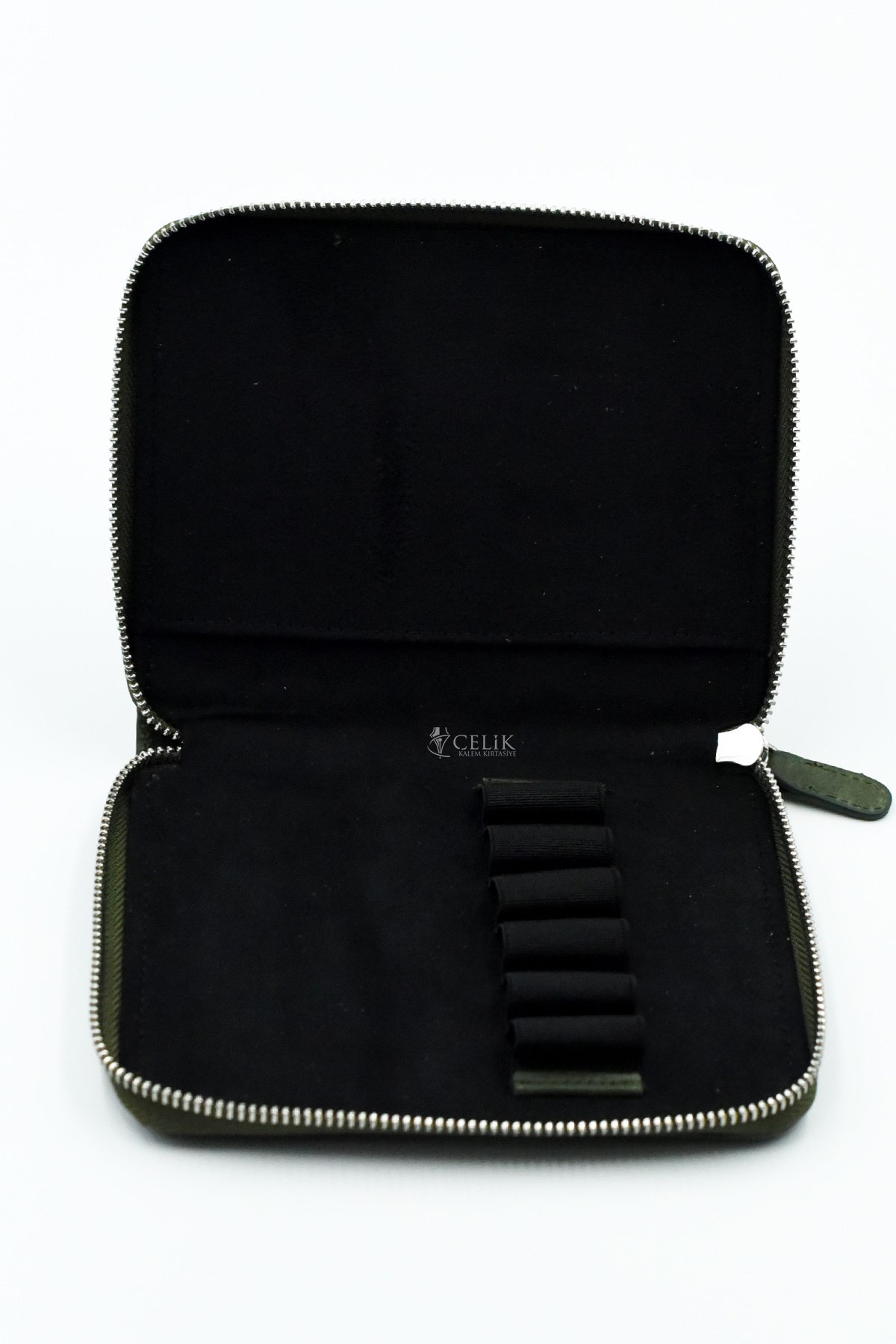 Carens Crazy Yeşil Hakiki Deri 6 Lı Kalem Çantası