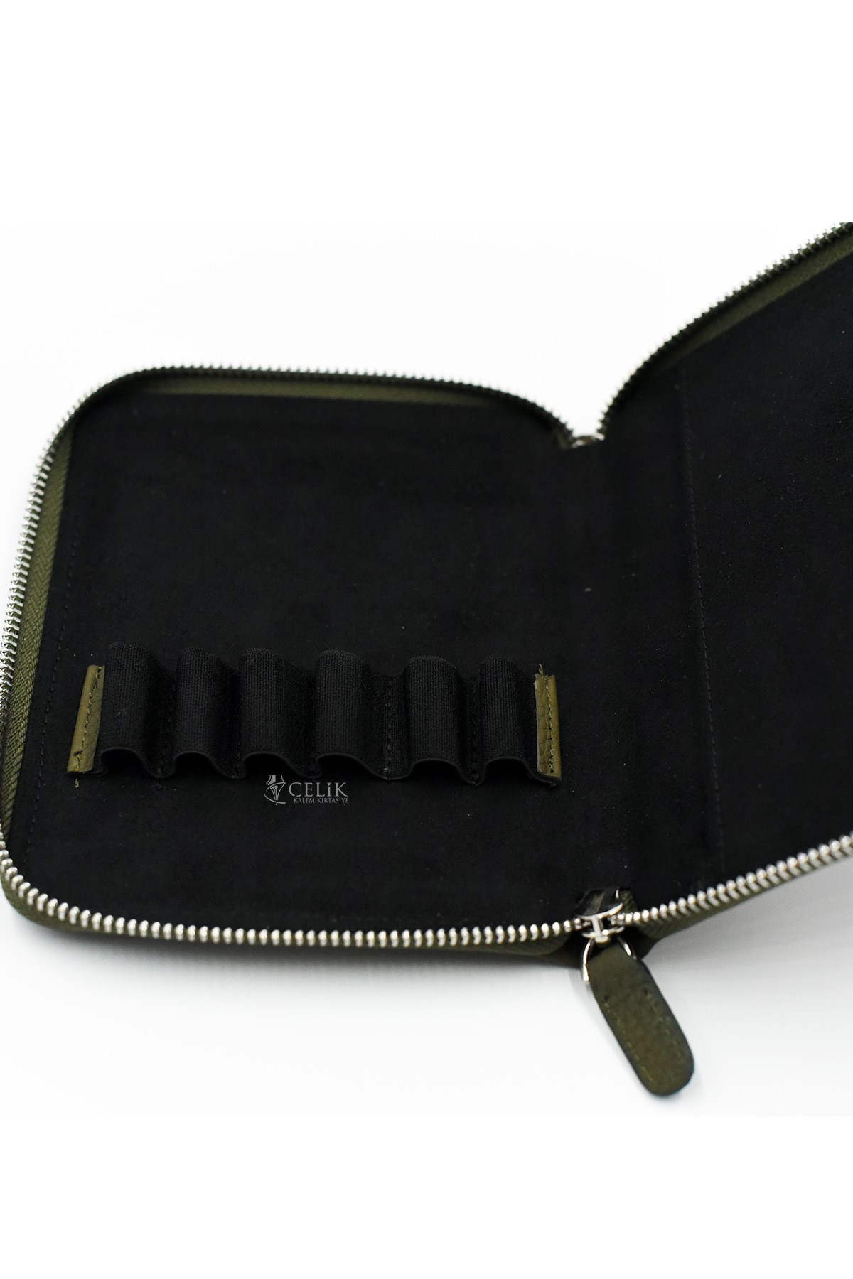 Carens Haki Hakiki Deri 6 Lı Kalem Çantası