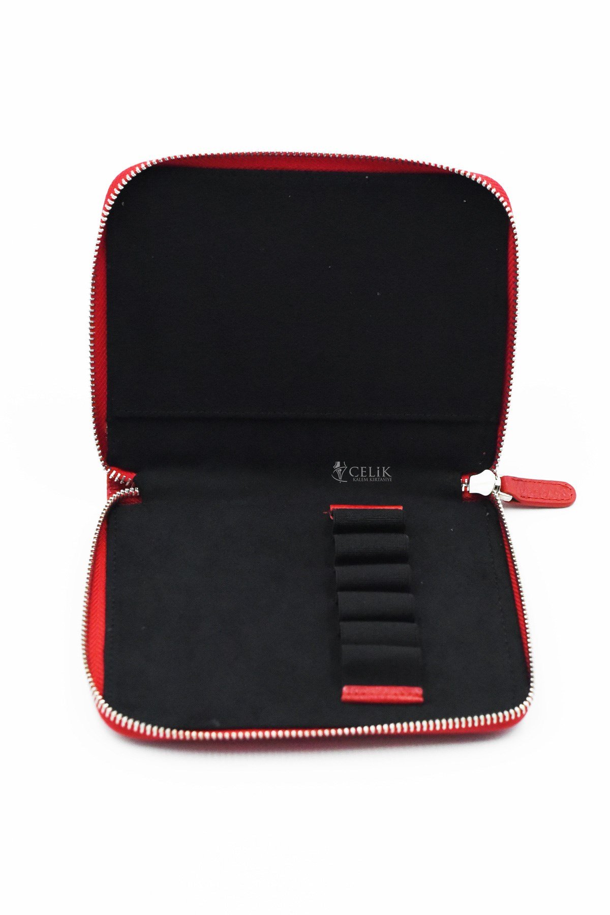 Carens Kırmızı Hakiki Deri 6 Lı Kalem Çantası