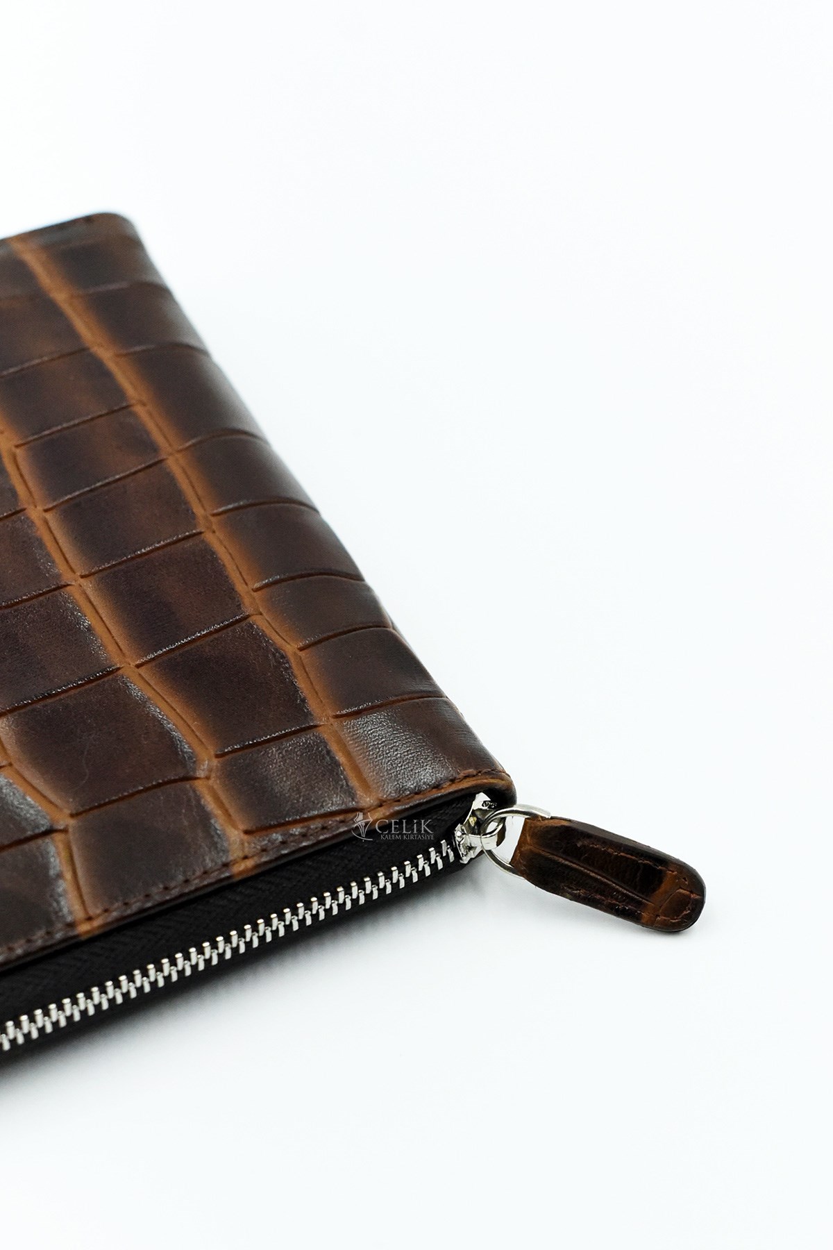 Carens Kroko Kahve Hakiki Deri 6 Lı Kalem Çantası
