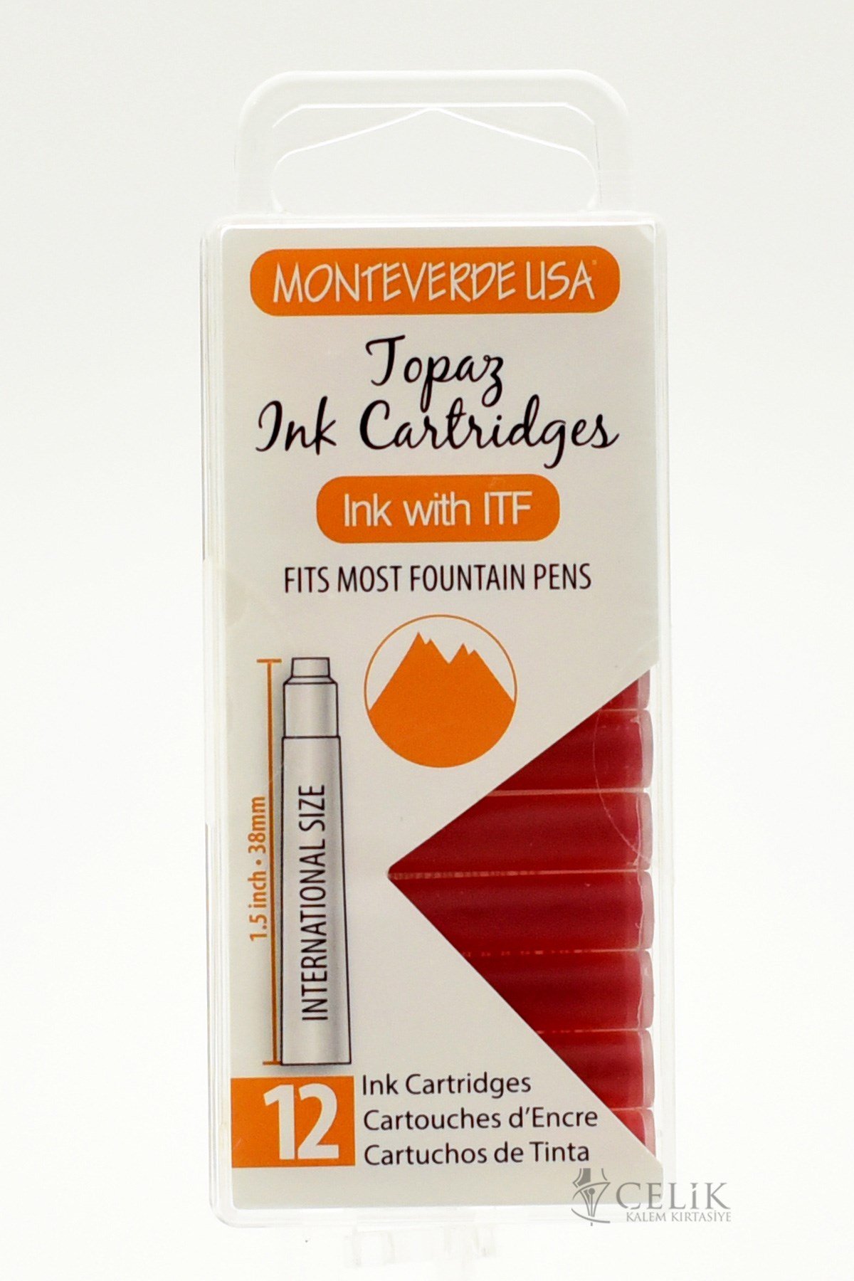 Monteverde 12'li Şeffaf Kutulu Dolma Kalem Kartuşu Topaz