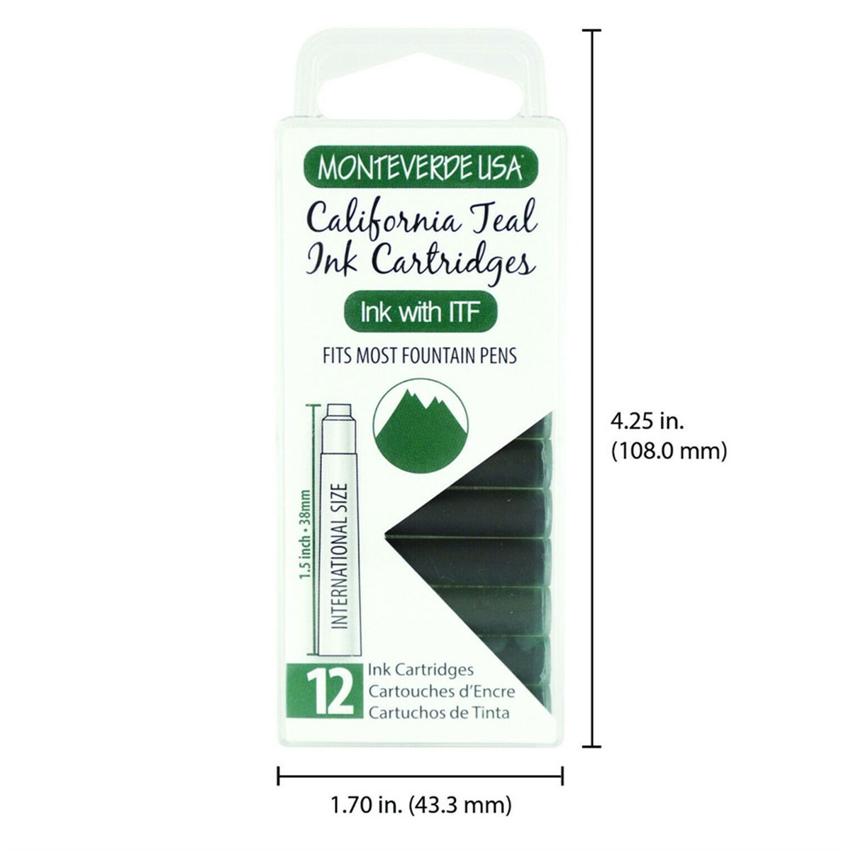 Monteverde 12'li Şeffaf Kutulu Dolma Kalem Kartuşu California Teal