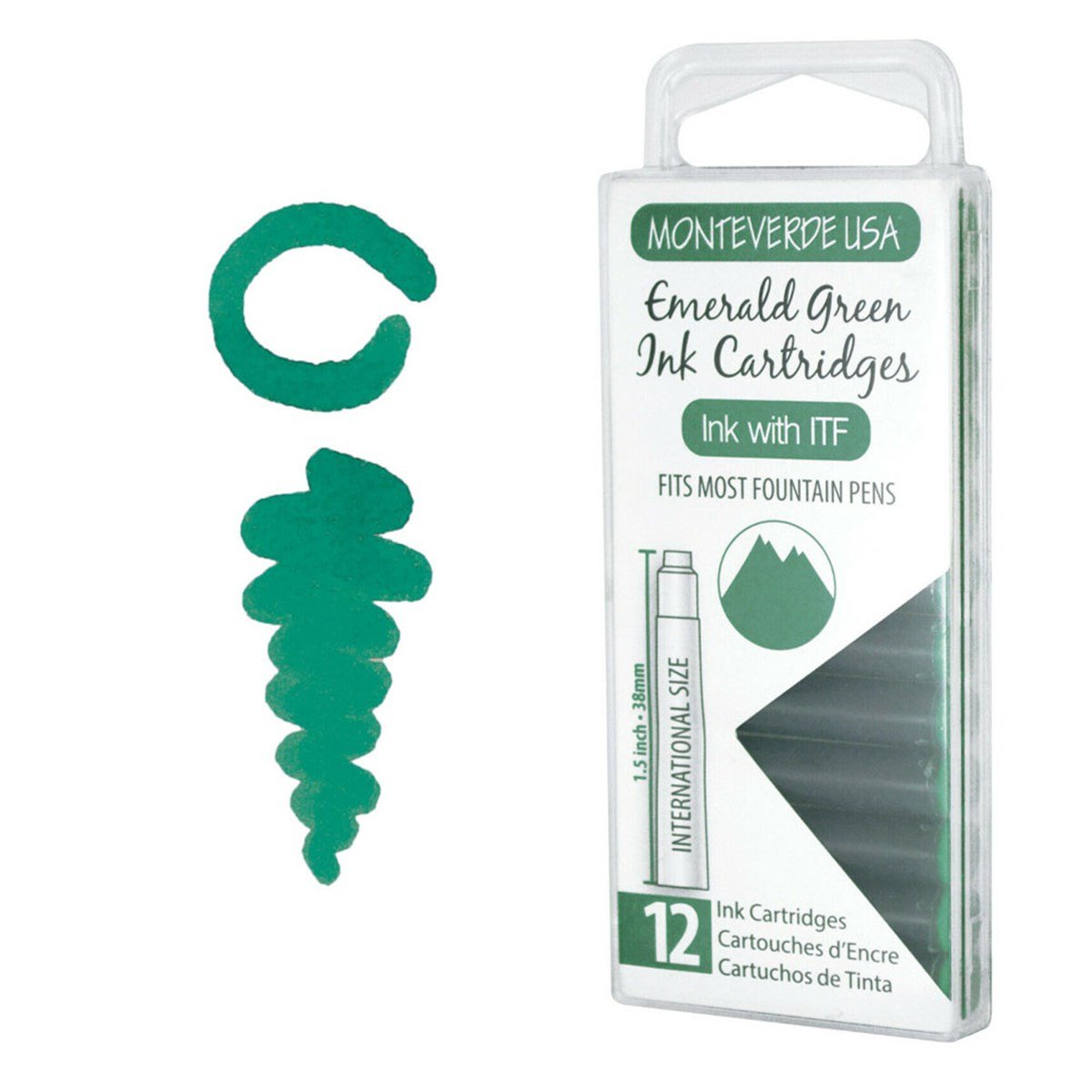 Monteverde 12'li Şeffaf Kutulu Dolma Kalem Kartuşu Emerald Green