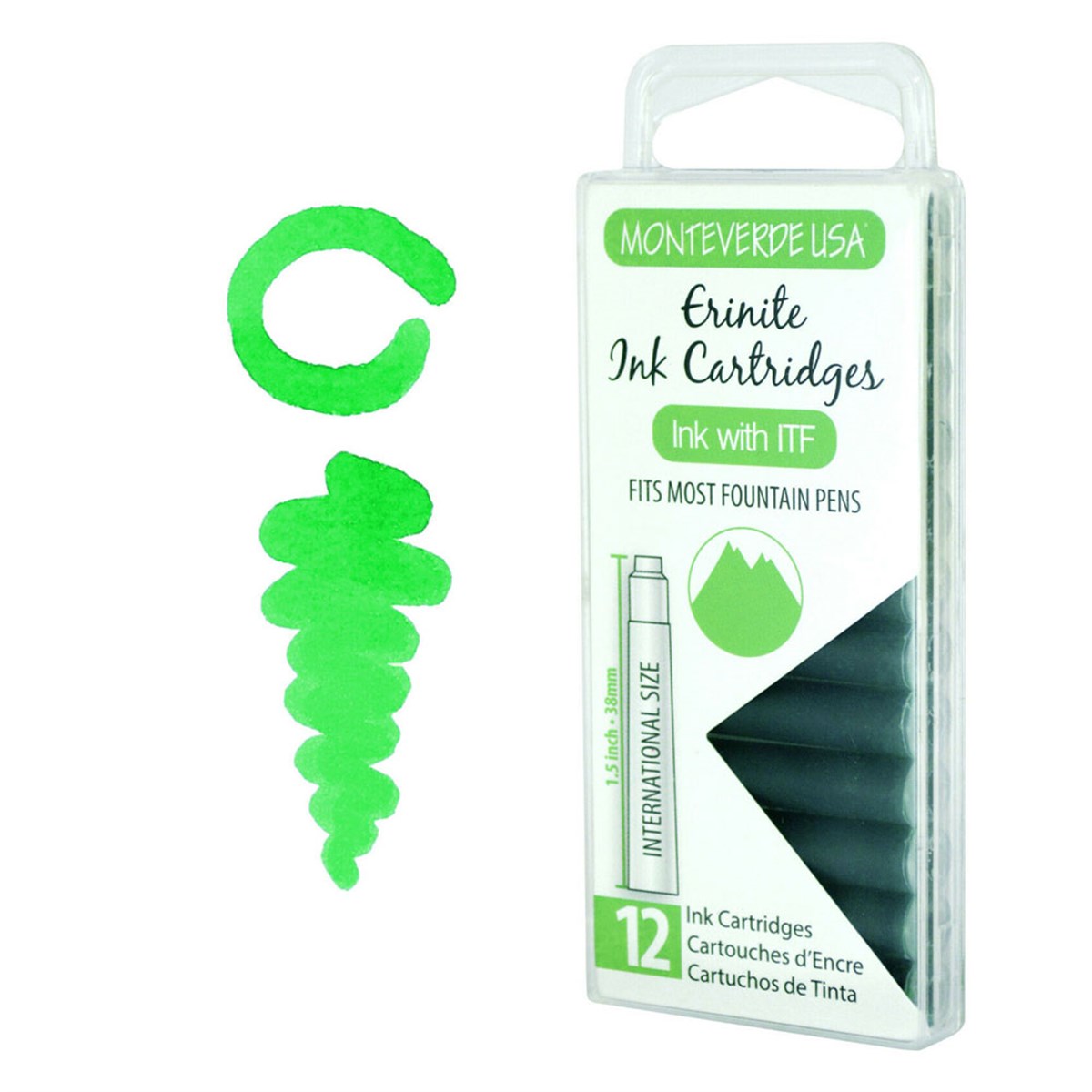 Monteverde 12'li Şeffaf Kutulu Dolma Kalem Kartuşu Erinite 