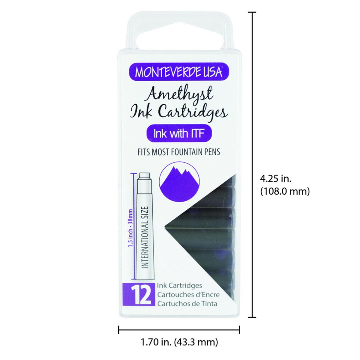 Monteverde 12'li Şeffaf Kutulu Dolma Kalem Kartuşu Amethyst 