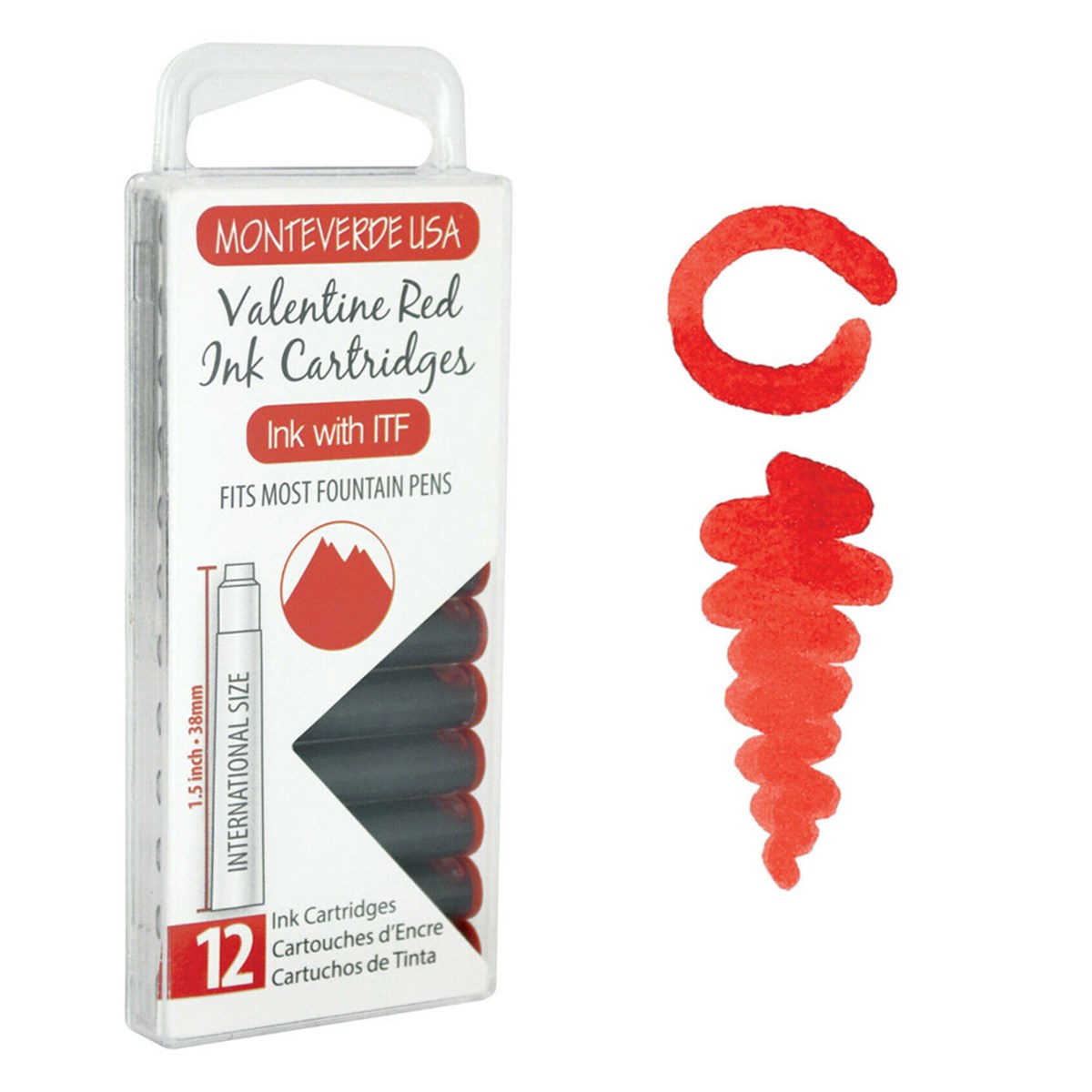 Monteverde 12'li Şeffaf Kutulu Dolma Kalem Kartuşu Valentine Red