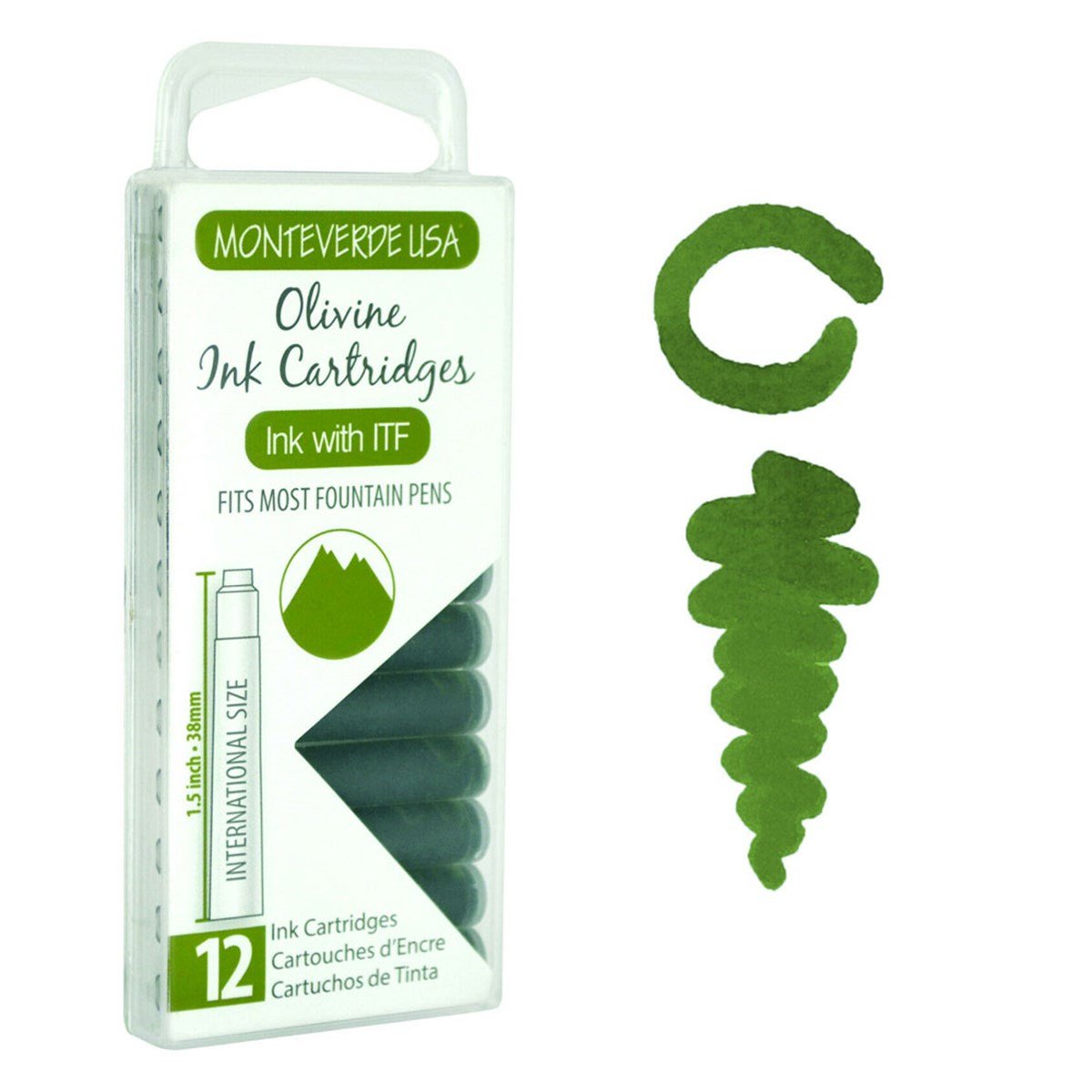 Monteverde 12'li Şeffaf Kutulu Dolma Kalem Kartuşu Olivine