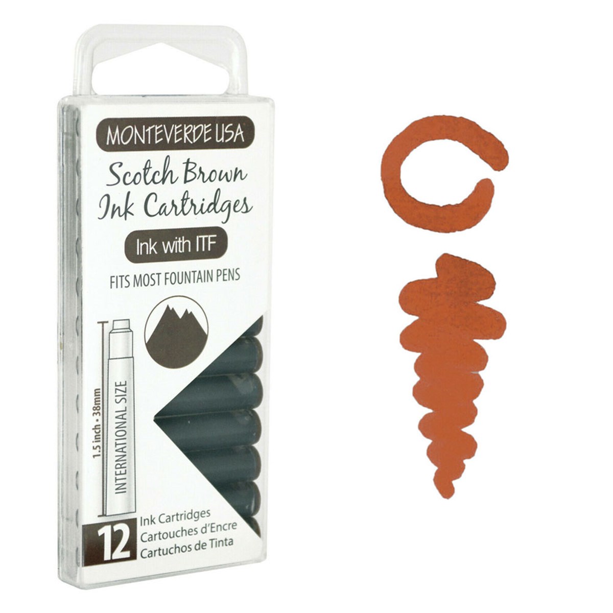 Monteverde 12'li Şeffaf Kutulu Dolma Kalem Kartuşu Scotch Brown