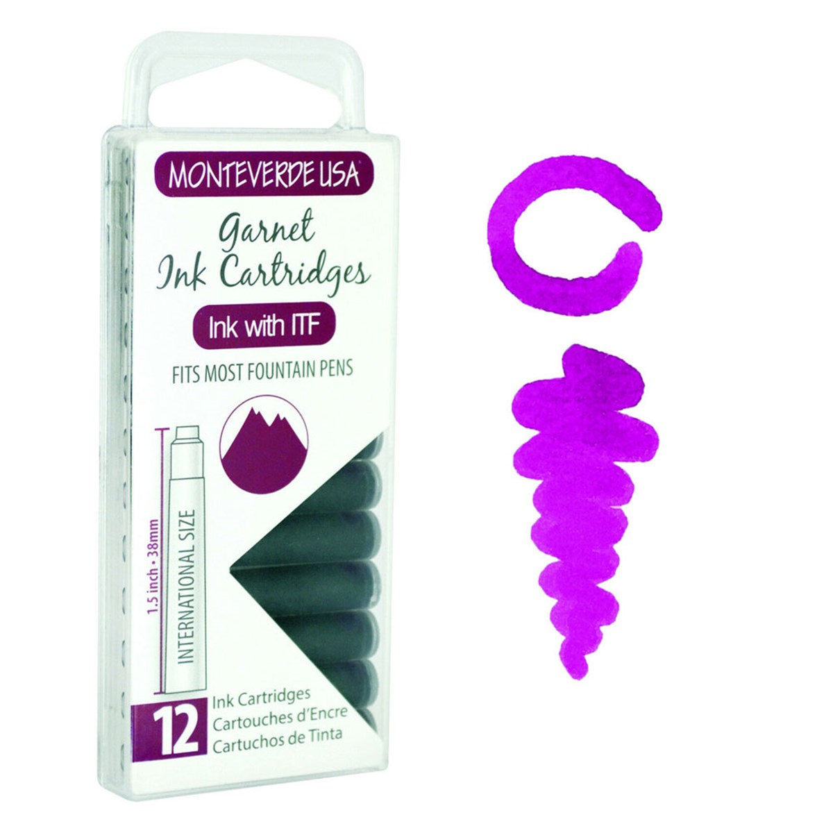 Monteverde 12'li Şeffaf Kutulu Dolma Kalem Kartuşu Garnet 