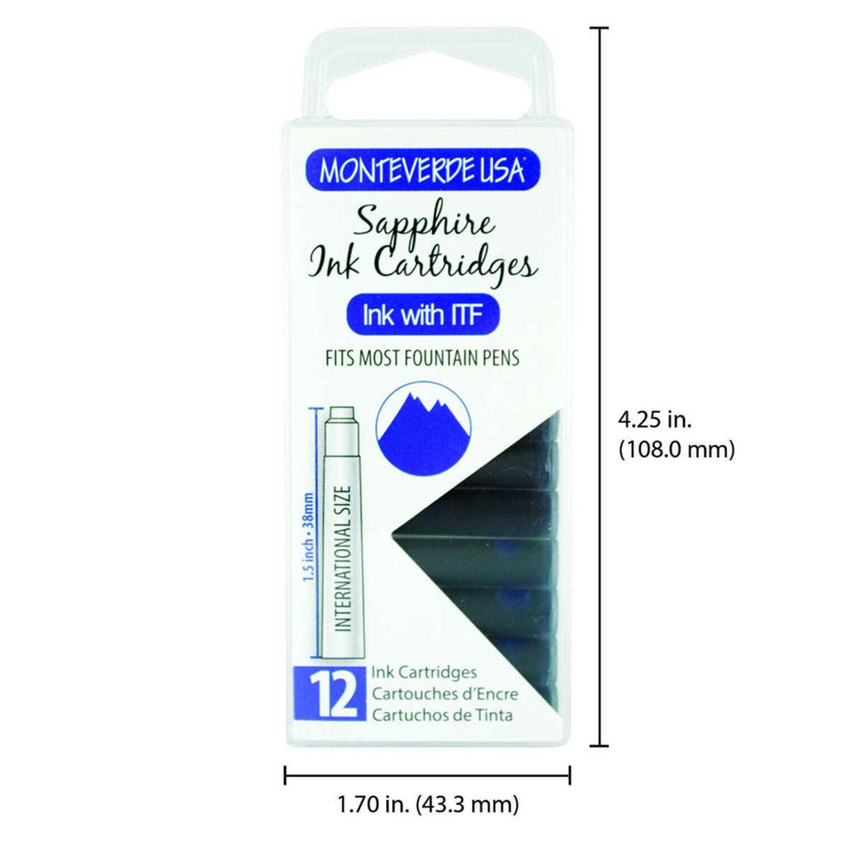 Monteverde 12'li Şeffaf Kutulu Dolma Kalem Kartuşu Sapphire