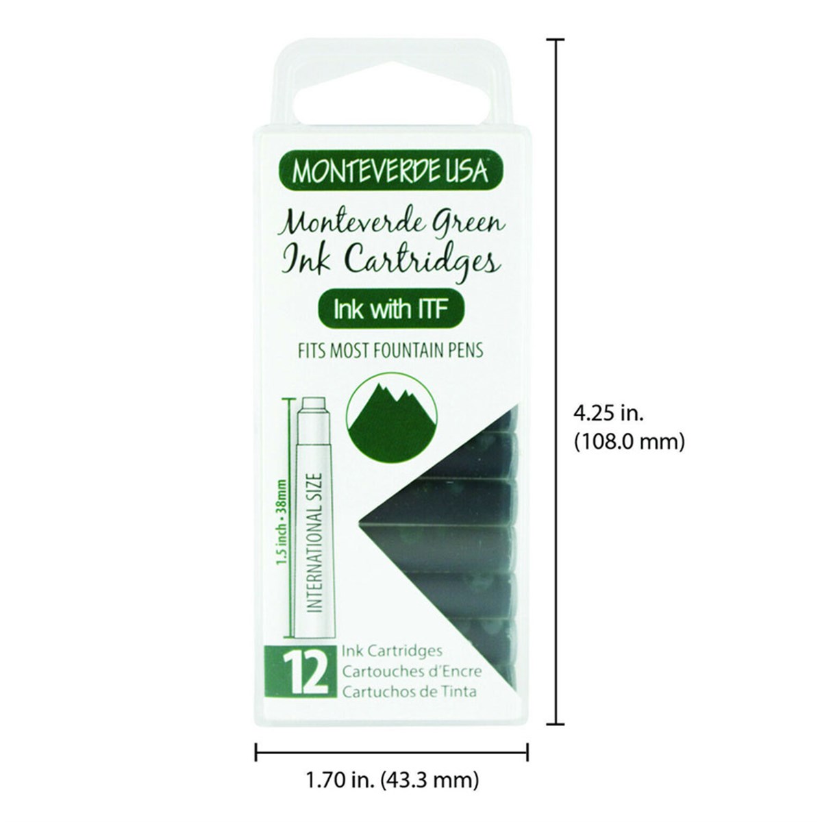 Monteverde 12'li Şeffaf Kutulu Dolma Kalem Kartuşu Monteverde Green