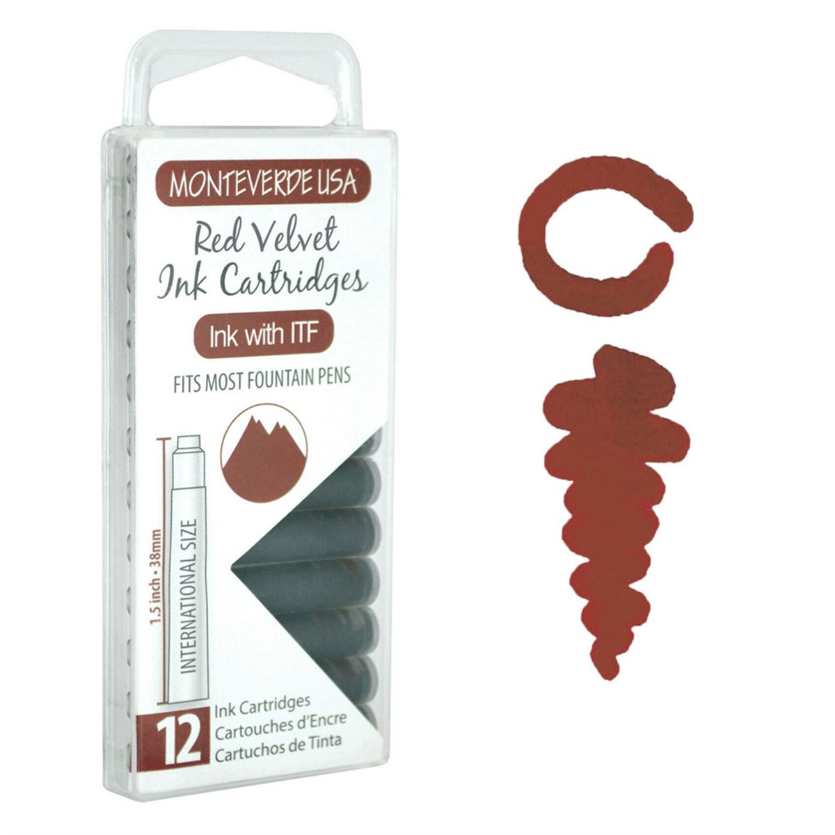 Monteverde 12'li Şeffaf Kutulu Dolma Kalem Kartuşu Red Velvet