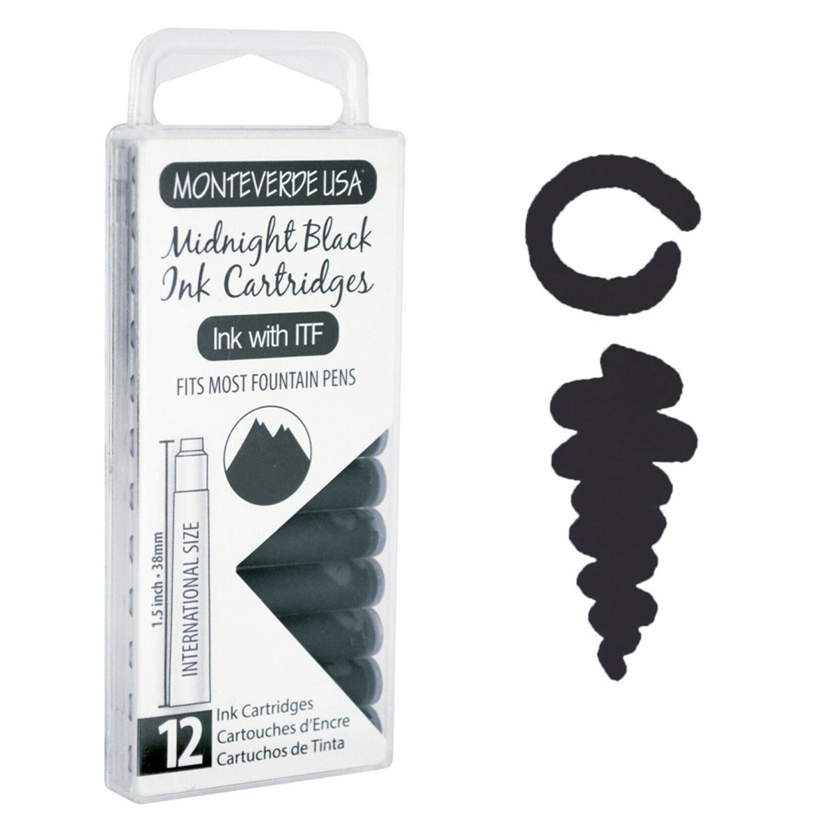 Monteverde 12'li Şeffaf Kutulu Dolma Kalem Kartuşu Midnight Black