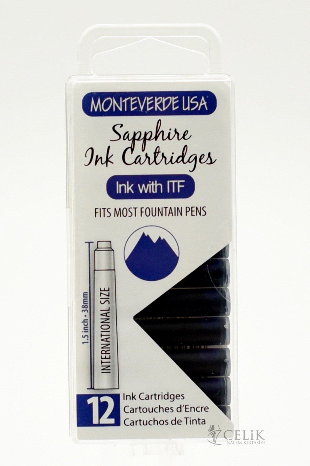 Monteverde 12'li Şeffaf Kutulu Dolma Kalem Kartuşu Sapphire