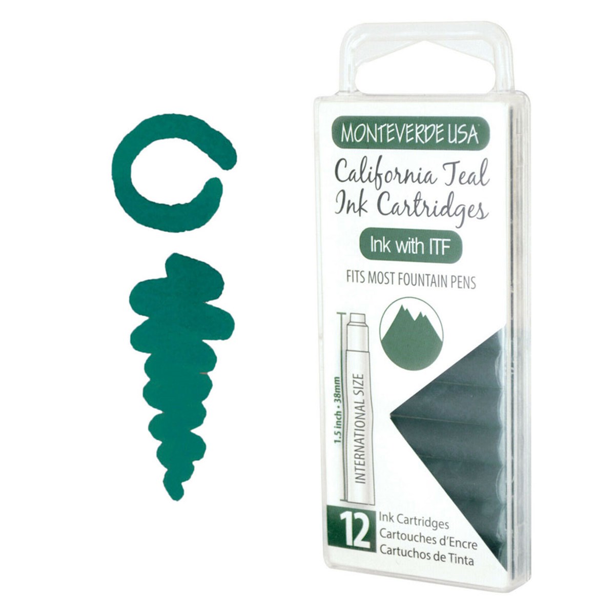 Monteverde 12'li Şeffaf Kutulu Dolma Kalem Kartuşu California Teal